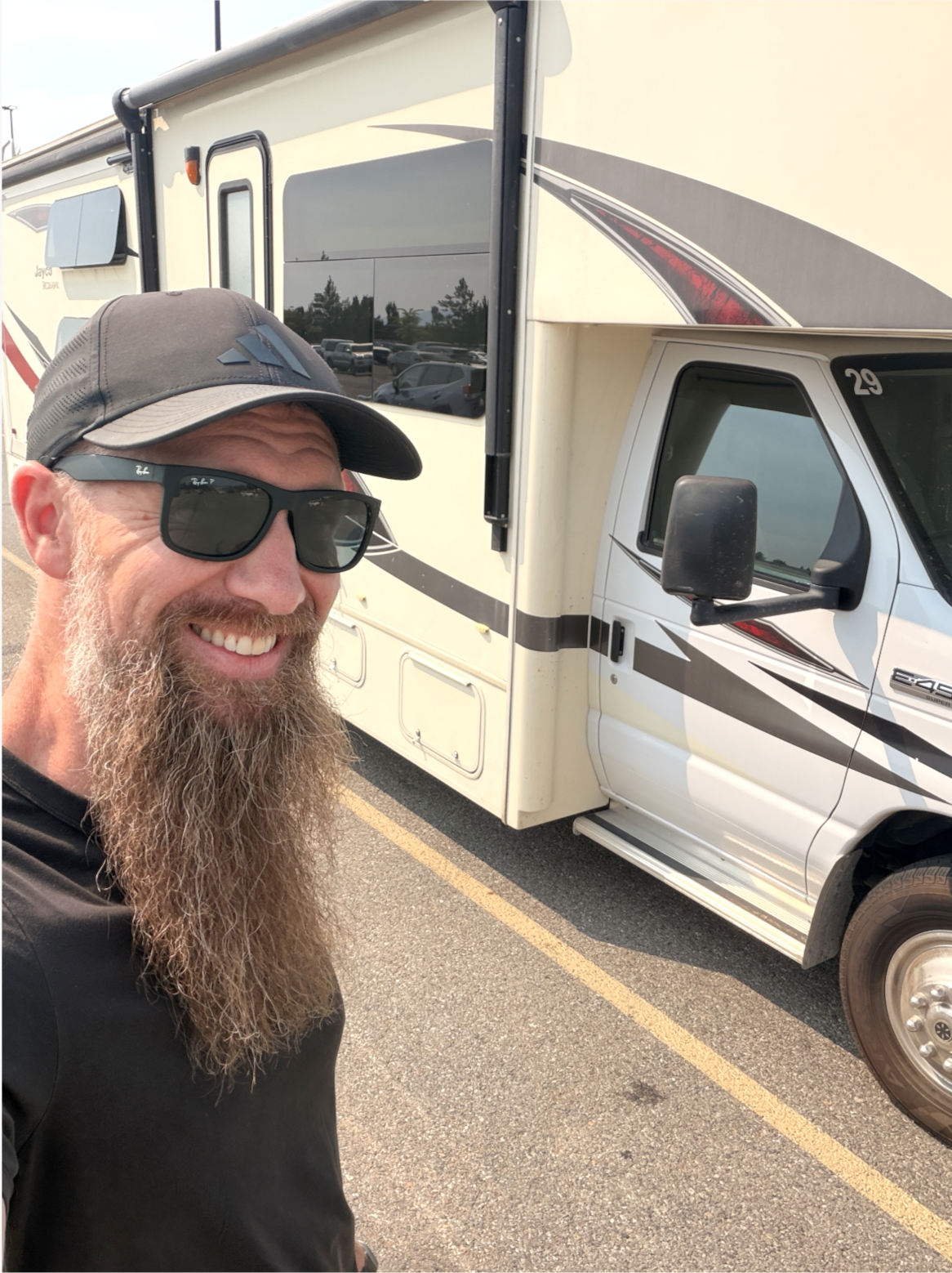 Brandon Turner in front of his RV before a trip to the Canadian Rockies